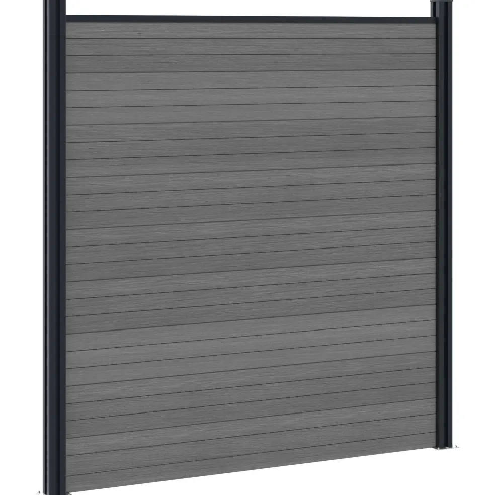 vidaXL Hek set 446 x 186 cm WPC en Aluminium Grijs