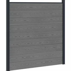 vidaXL Hek set 446 x 186 cm WPC en Aluminium Grijs