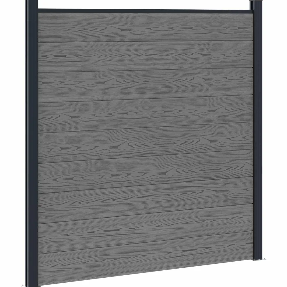 vidaXL Hek set 446 x 186 cm WPC en Aluminium Grijs