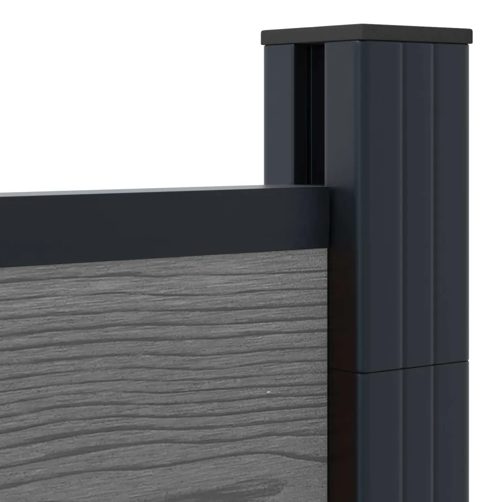 vidaXL Hek set 446 x 186 cm WPC en Aluminium Grijs