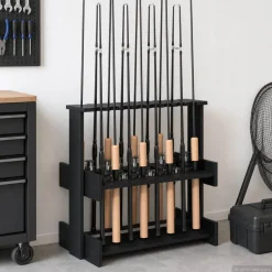 vidaXL Hengelhouder Bewerkt hout 60 x 35 x 60 cm Zwart