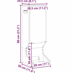 vidaXL Hertenvoerbak Zilver 28 x 30 x 80 cm 3 kg Gegalvaniseerd staal