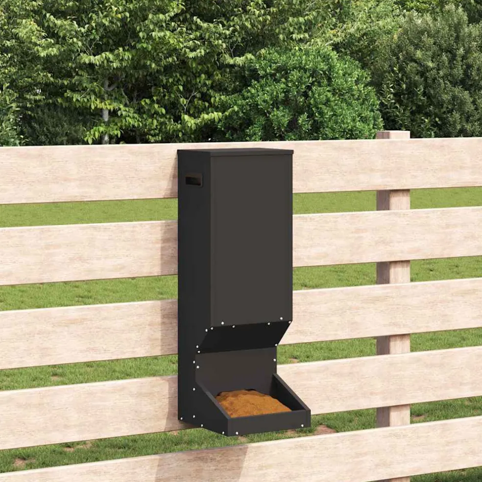 vidaXL Hertenvoerbak Zwart 28 x 30 x 80 cm 3 kg Koudgewalst Staal