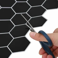 vidaXL Hexagon tegel 10 st Zwart 30 x 30 cm Polyurethaan en PET