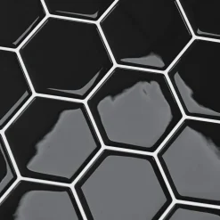 vidaXL Hexagon tegel 10 st Zwart 30 x 30 cm Polyurethaan en PET