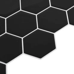 vidaXL Hexagon tegel 10 st Zwart 30 x 30 cm Polyurethaan en PET