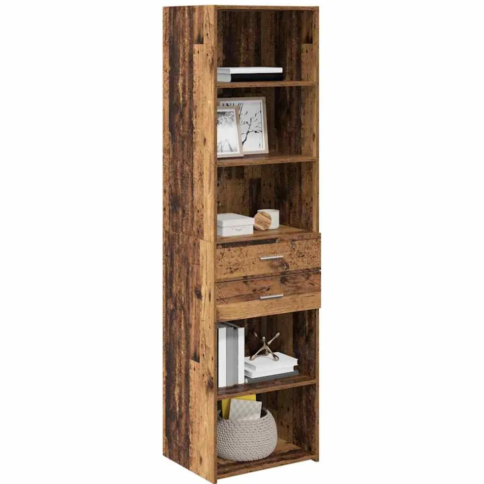 vidaXL Highboard Oud Hout 50 x 42,5 x 185 cm Bewerkt hout