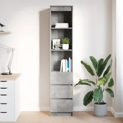 vidaXL Highboard 37,5x35x180 cm spaanplaat betongrijs