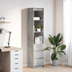 vidaXL Highboard 37,5x35x180 cm spaanplaat betongrijs