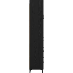 vidaXL Highboard Zwart Eiken 69,5 x 34 x 180 cm Bewerkt hout