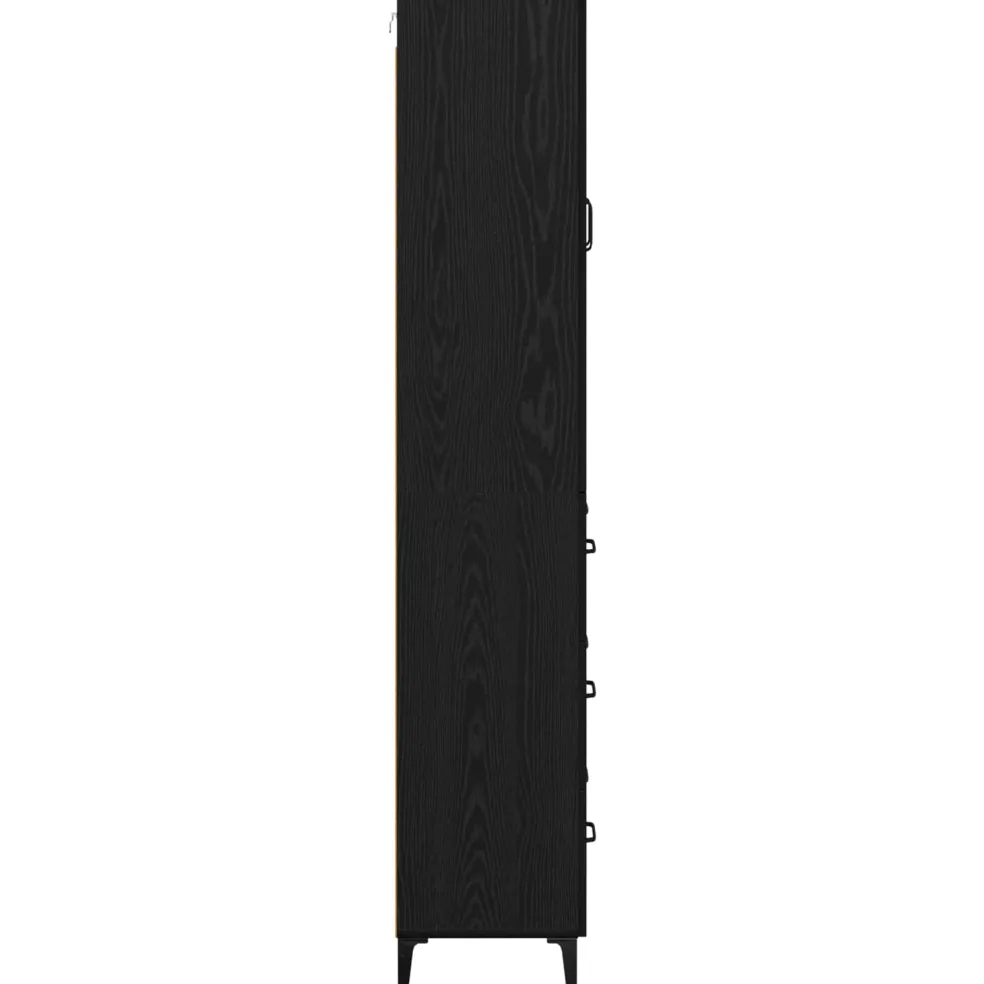 vidaXL Highboard Zwart Eiken 69,5 x 34 x 180 cm Bewerkt hout