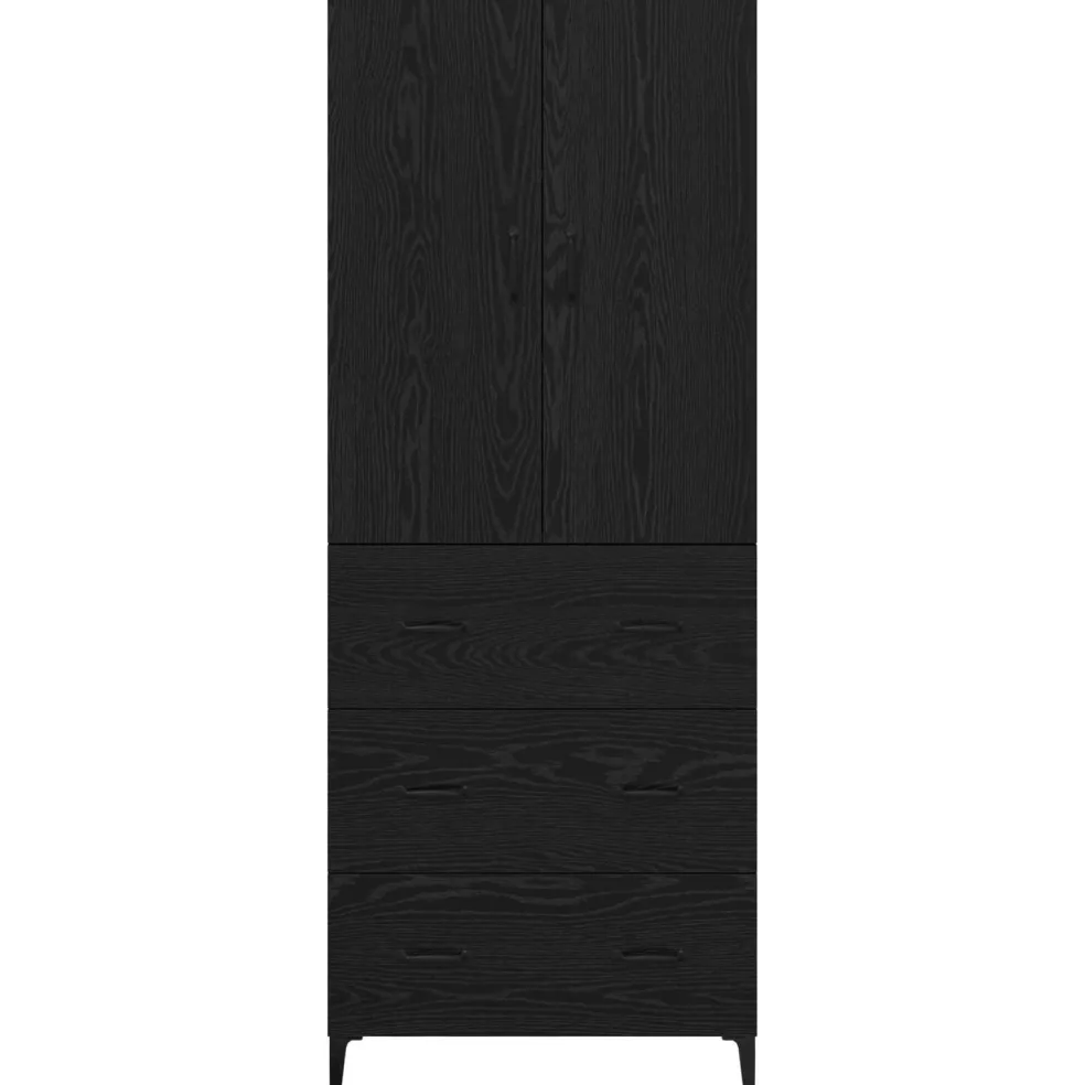 vidaXL Highboard Zwart Eiken 69,5 x 34 x 180 cm Bewerkt hout