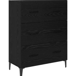 vidaXL Highboard Zwart Eiken 69,5 x 34 x 180 cm Bewerkt hout