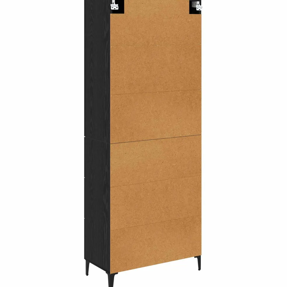 vidaXL Highboard Zwart Eiken 69,5 x 34 x 180 cm Bewerkt hout