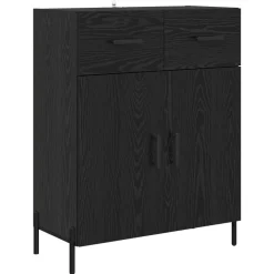 vidaXL Highboard Zwart Eiken 69,5 x 34 x 180 cm Bewerkt hout