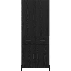 vidaXL Highboard Zwart Eiken 69,5 x 34 x 180 cm Bewerkt hout