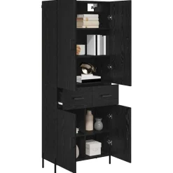 vidaXL Highboard Zwart Eiken 69,5 x 34 x 180 cm Bewerkt hout