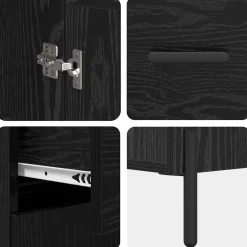 vidaXL Highboard Zwart Eiken 69,5 x 34 x 180 cm Bewerkt hout