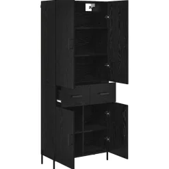 vidaXL Highboard Zwart Eiken 69,5 x 34 x 180 cm Bewerkt hout