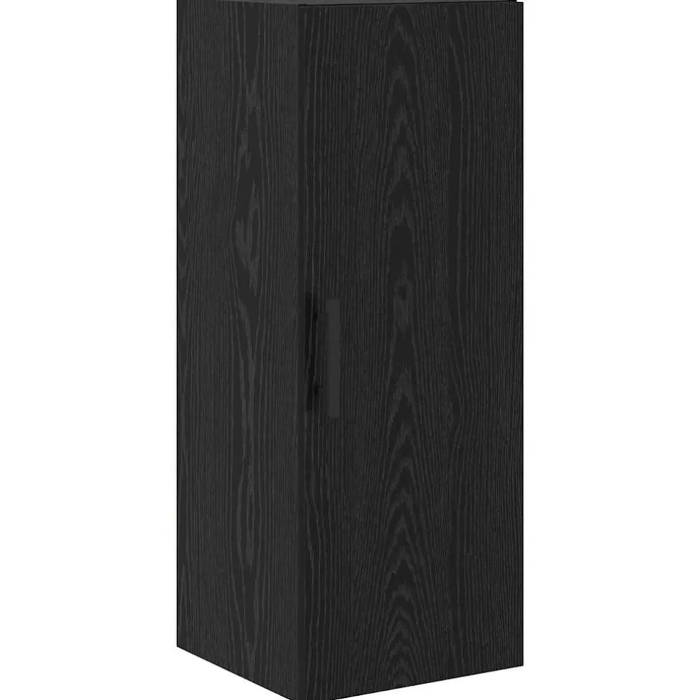 vidaXL Highboard Zwart Eiken 34,5 x 34 x 180 cm Bewerkt hout