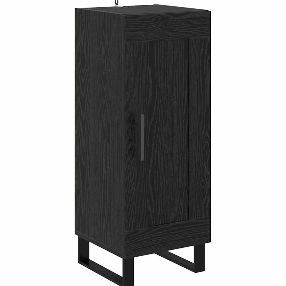 vidaXL Highboard Zwart Eiken 34,5 x 34 x 180 cm Bewerkt hout