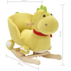 vidaXL Hobbeldier draak met rugleuning 60x32x53 cm pluche limegroen