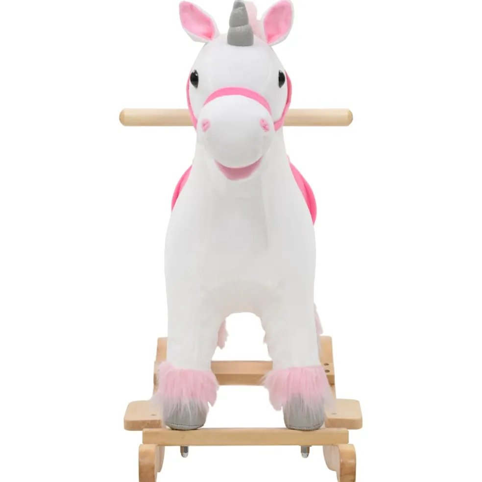 vidaXL Hobbeldier eenhoorn 65x32x58 cm pluche wit en roze