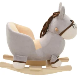 vidaXL Hobbeldier ezel met rugleuning 60x32x55 cm pluche grijs
