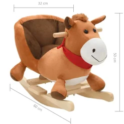 vidaXL Hobbeldier paard met rugleuning 60x32x50 cm pluche bruin