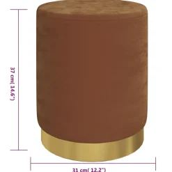 vidaXL Hocker met opbergruimte rond fluweel 31 x 37 cm bruin