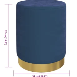 vidaXL Hocker met opbergruimte rond fluweel 31 x 37 cm blauw