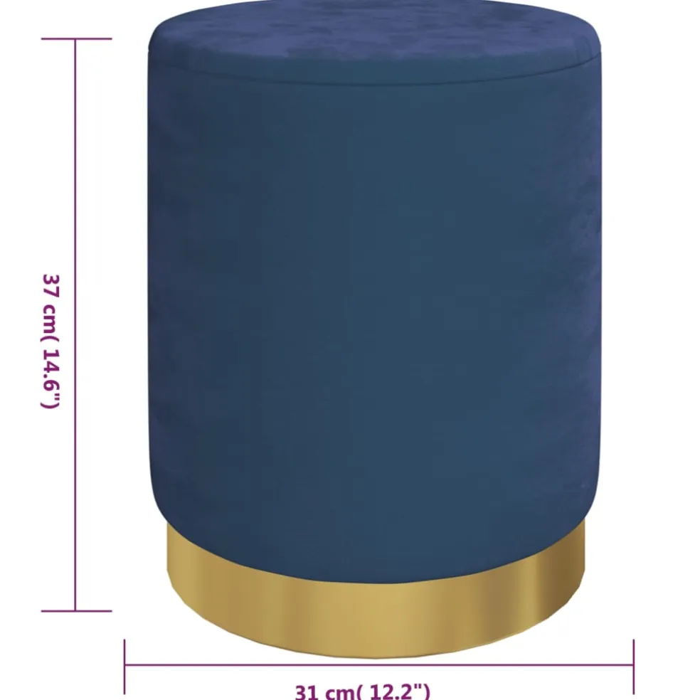 vidaXL Hocker met opbergruimte rond fluweel 31 x 37 cm blauw