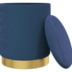 vidaXL Hocker met opbergruimte rond fluweel 31 x 37 cm blauw