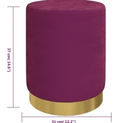 vidaXL Hocker met opbergruimte rond fluweel 31 x 37 cm paars