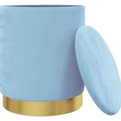 vidaXL Hocker met opbergruimte rond fluweel 31 x 37 cm lichtblauw