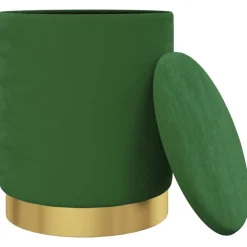 vidaXL Hocker met opbergruimte rond fluweel 31 x 37 cm groen
