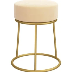 vidaXL Hocker rond fluweel abrikooskleurig