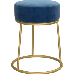 vidaXL Hocker rond fluweel blauw