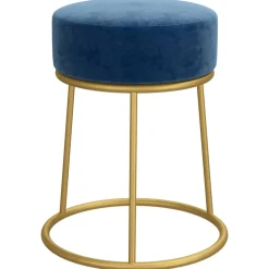 vidaXL Hocker rond fluweel blauw