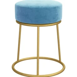 vidaXL Hocker rond fluweel lichtblauw