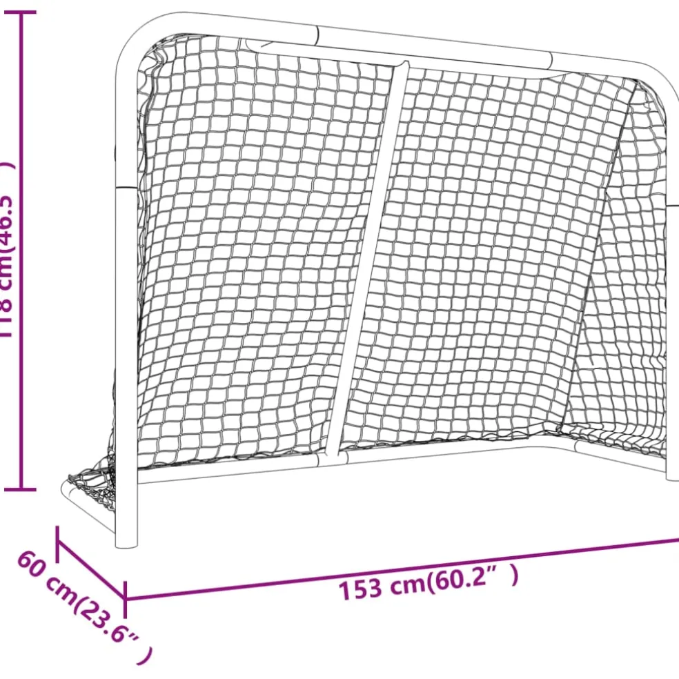 vidaXL Hockeydoel met net 153x60x118 cm staal en polyester rood en wit