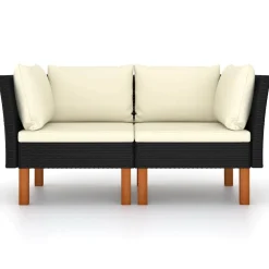 vidaXL Hoekbanken 2 st poly rattan en massief eucalyptushout