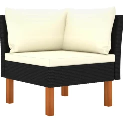 vidaXL Hoekbanken 2 st poly rattan en massief eucalyptushout