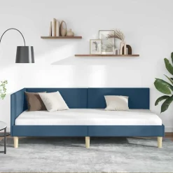 vidaXL Hoekbedframe Blauw 80 x 200 cm Stof