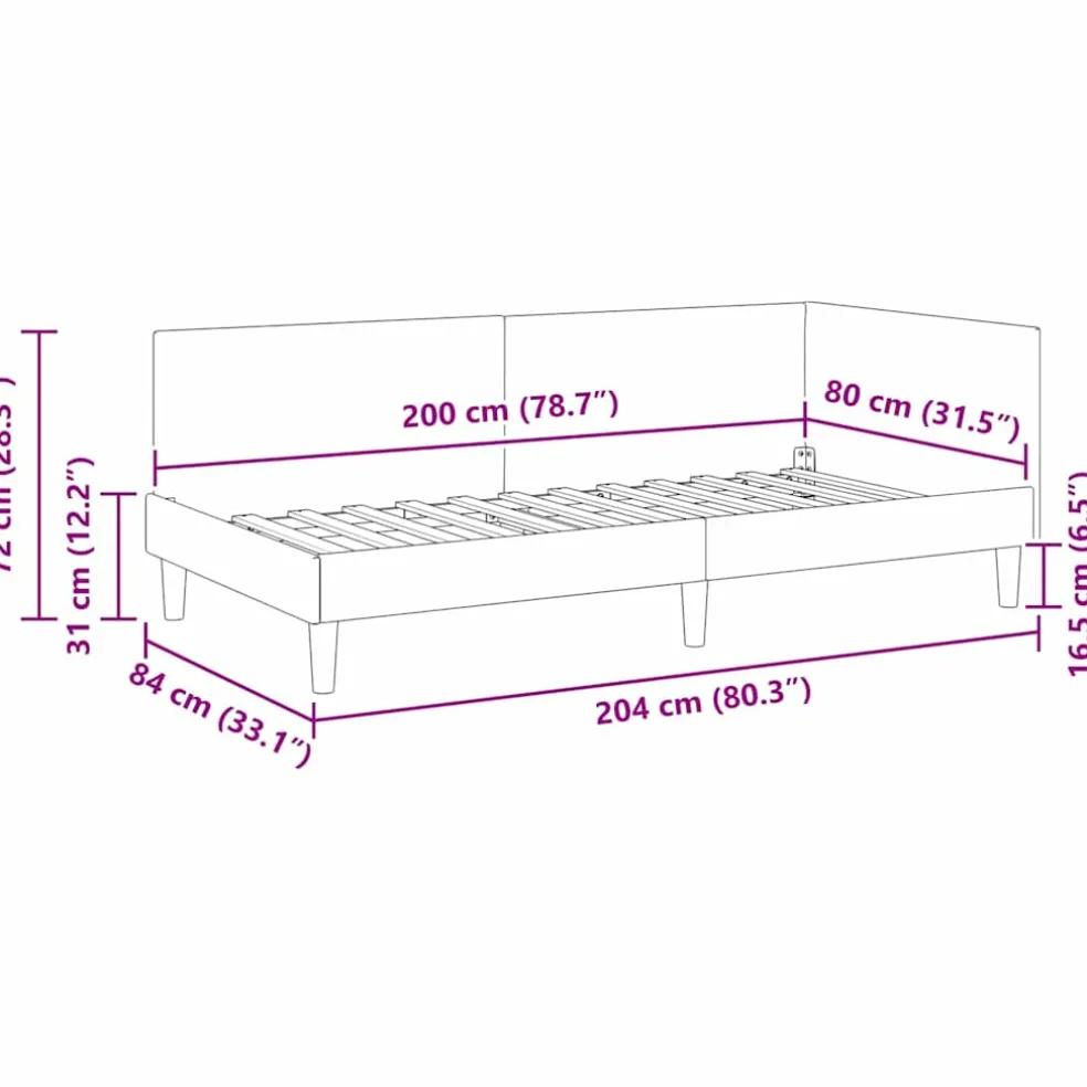 vidaXL Hoekbedframe Blauw 80 x 200 cm Stof