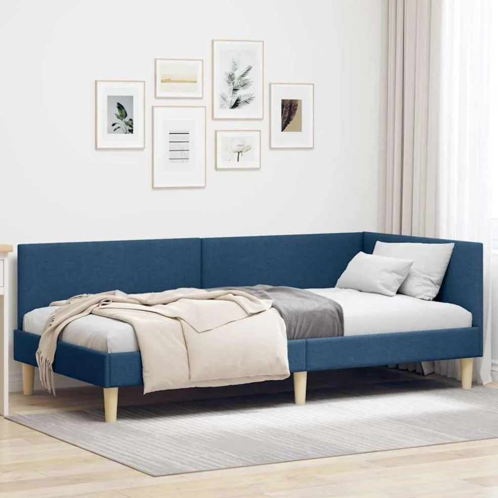 vidaXL Hoekbedframe Blauw 80 x 200 cm Stof
