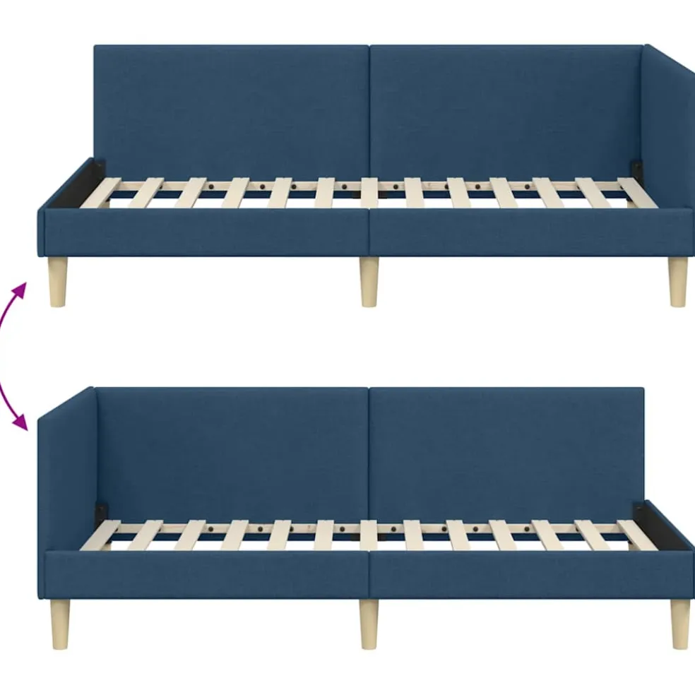 vidaXL Hoekbedframe Blauw 80 x 200 cm Stof