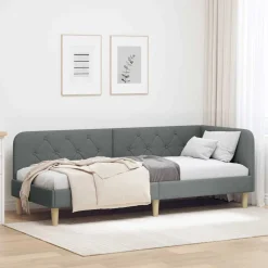 vidaXL Hoekbedframe Donkergrijs 80 x 200 cm Stof