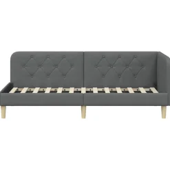vidaXL Hoekbedframe Donkergrijs 80 x 200 cm Stof