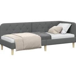 vidaXL Hoekbedframe Donkergrijs 80 x 200 cm Stof